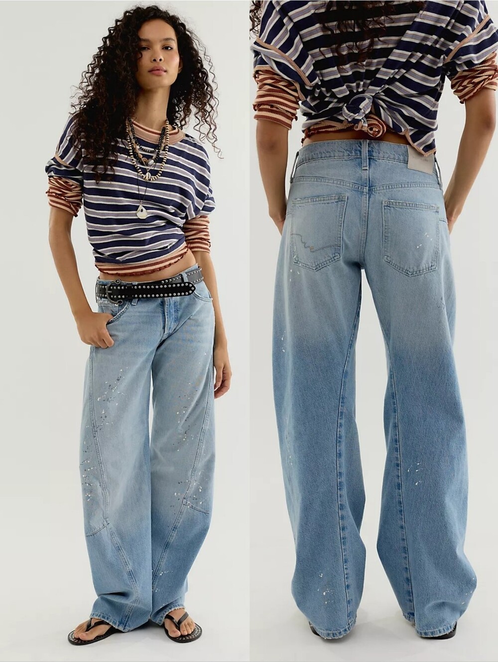 Free People We The Free Fable Low-Rise Twisted Bowed Jeans Art School Size 32